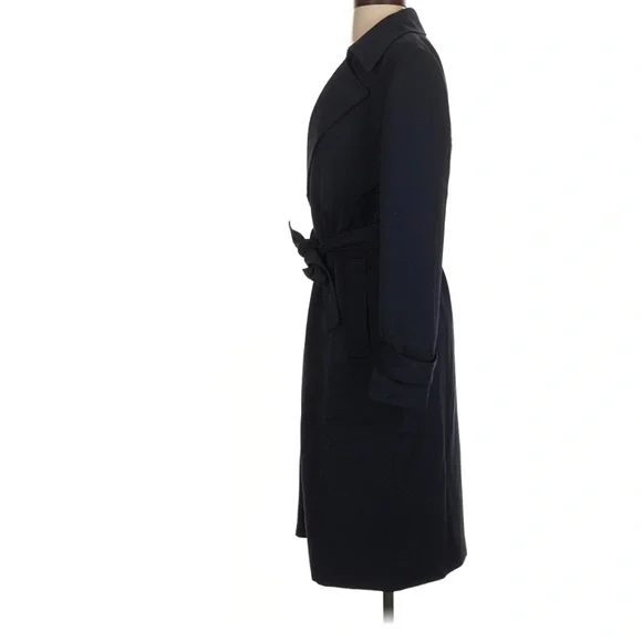 Quince Stretch Crepe Classic Timeless Belted Trench Coat Navy Small - Picture 3 of 10